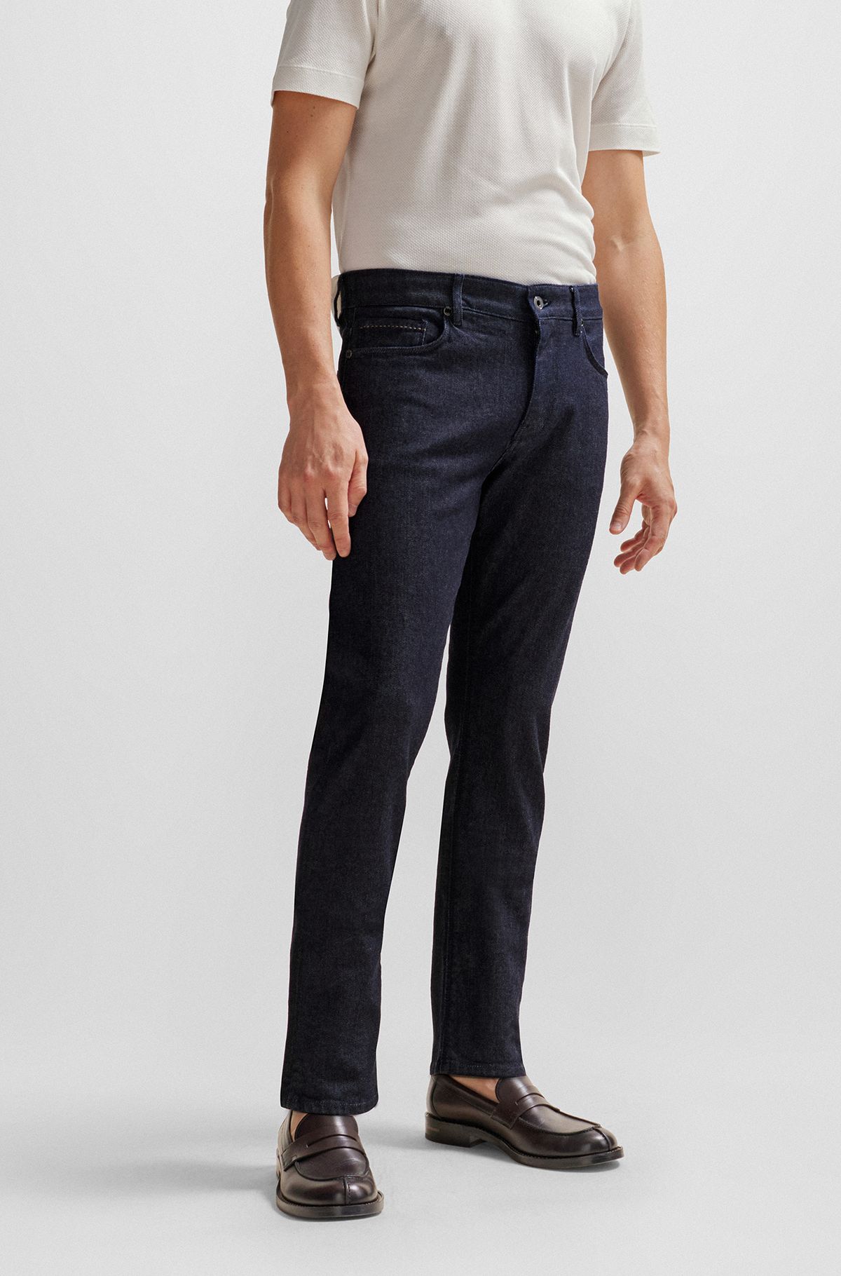 Slim-fit jeans in blue luxury-comfort denim, Dark Blue