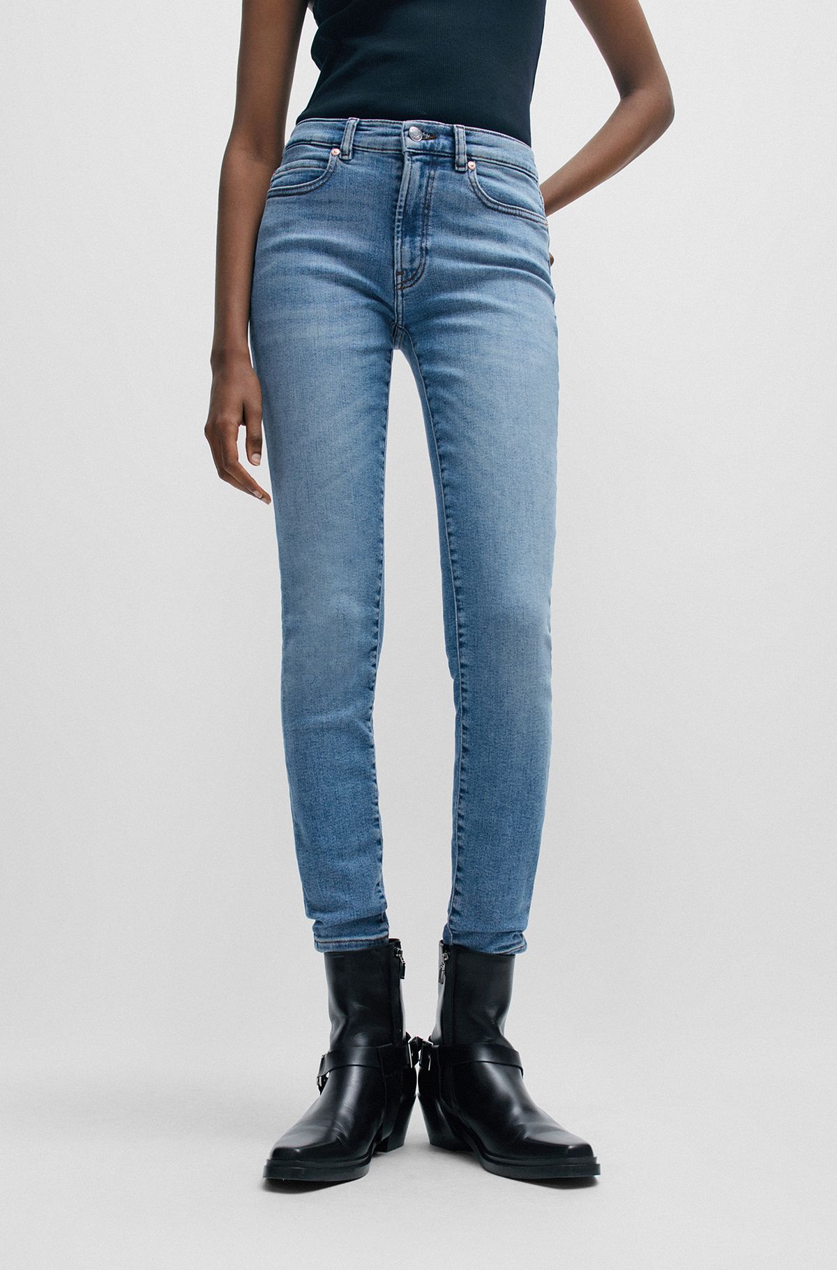Skinny-fit jeans van blauw stretchdenim, Blauw
