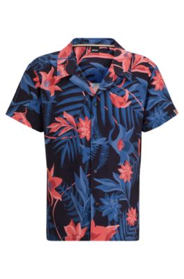 BOSS - Regular-fit beach shirt with seasonal print