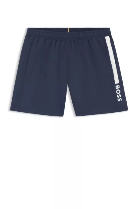 Short de bain à logo et rayure