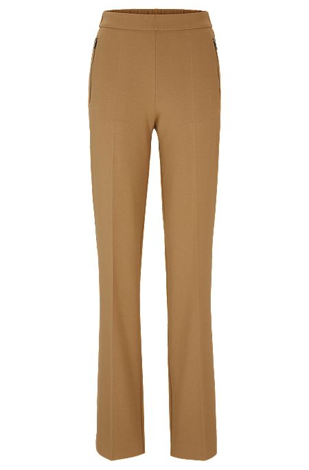 Relaxed-Fit Hose aus Stretch-Material im Bootcut-Stil, Beige