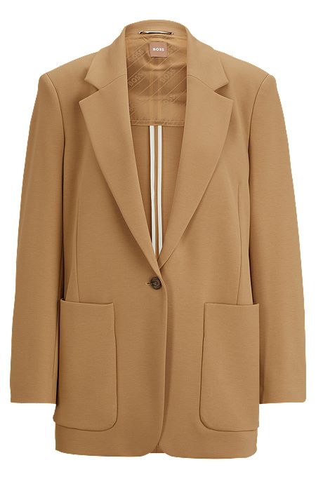 Relaxed-fit jacket in stretch jersey with half lining, Beige
