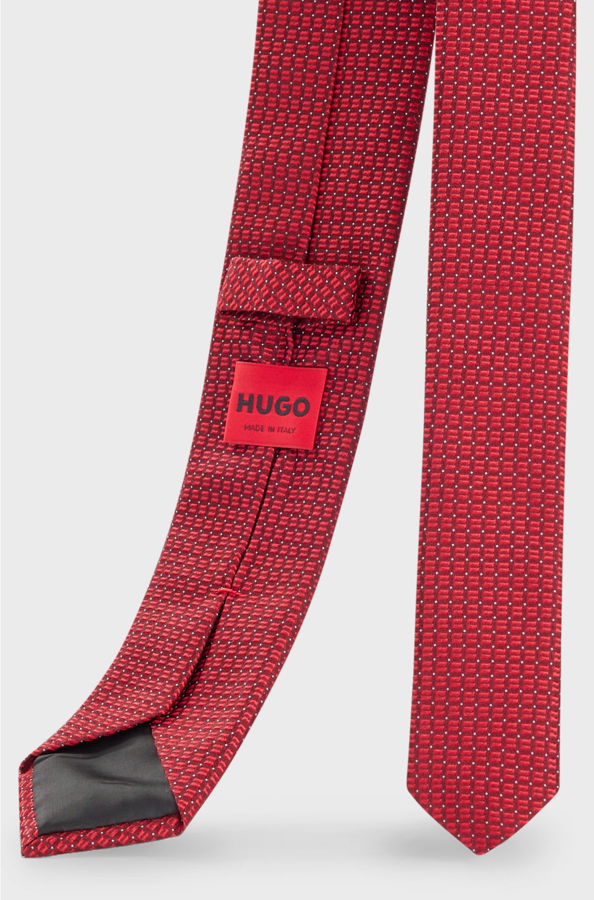 Silk-jacquard tie with modern pattern, Red