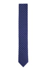 Corbata de jacquard de seda con diseño de micropuntos, Azul