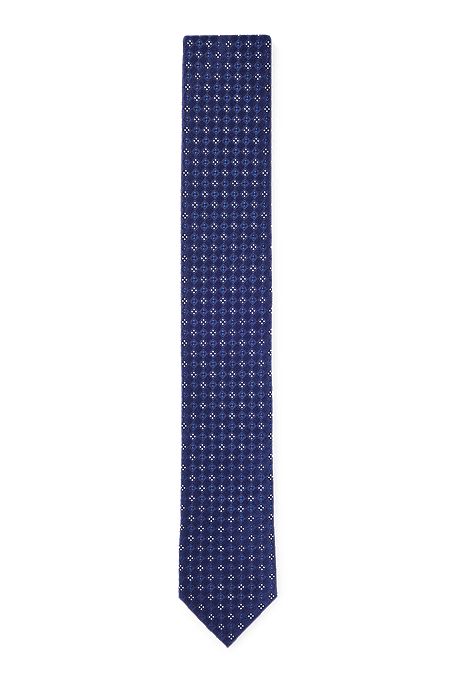 Cravatta in seta jacquard con motivo a micropois, Blu