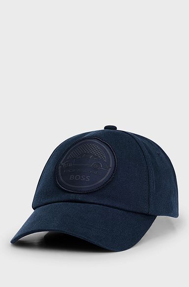 Porsche x BOSS cotton-twill cap with dual-branded patch, Dark Blue