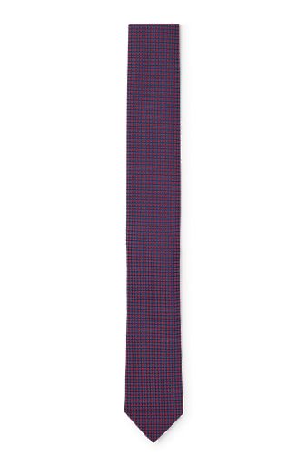 Silk-jacquard tie with square dot pattern, Dark Purple