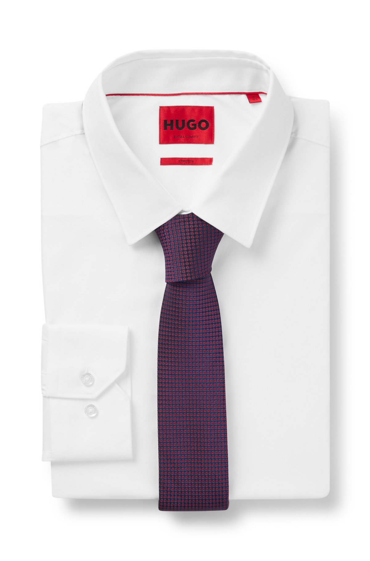 HUGO - シルクジャカード ネクタイ スクエアドットパターン