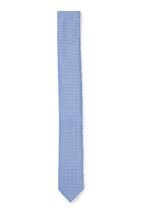 Silk-jacquard tie with square dot pattern, Light Blue
