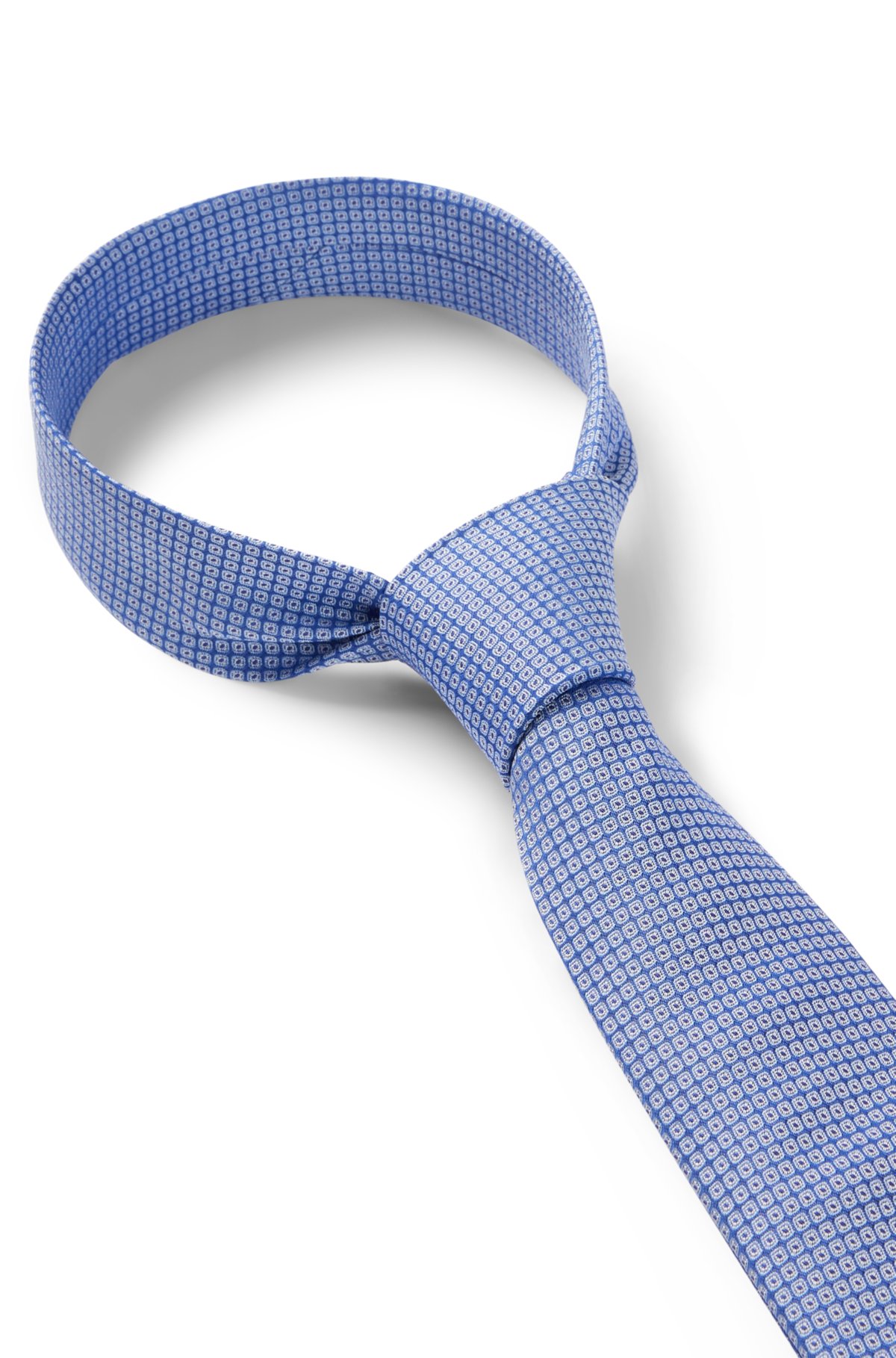 Silk-jacquard tie with square dot pattern, Light Blue