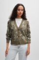 Oversized-fit cardigan with signature pattern, Green Patterned