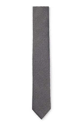 Cravatta in misto seta con motivo jacquard, Grigio