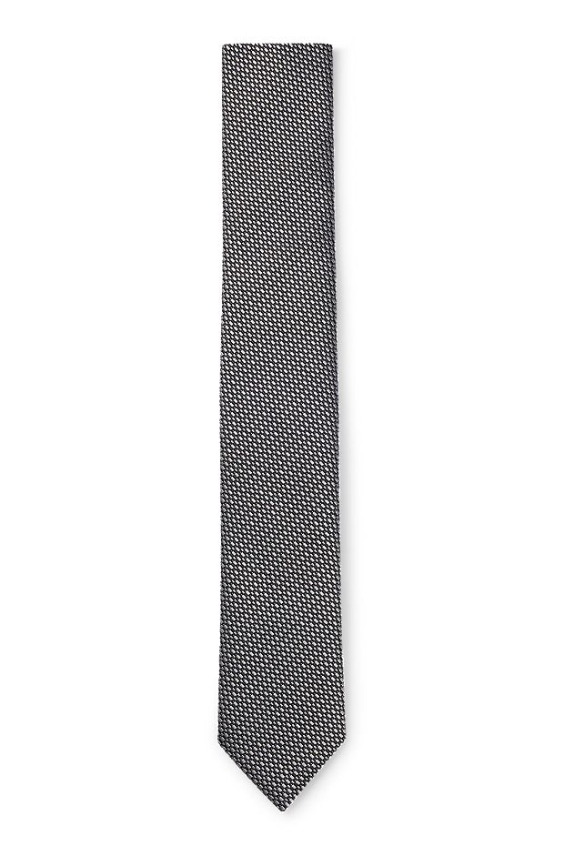 Cravatta in misto seta con motivo jacquard, Grigio