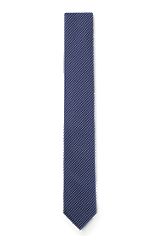 Cravate en soie mélangée à motif jacquard, Bleu foncé