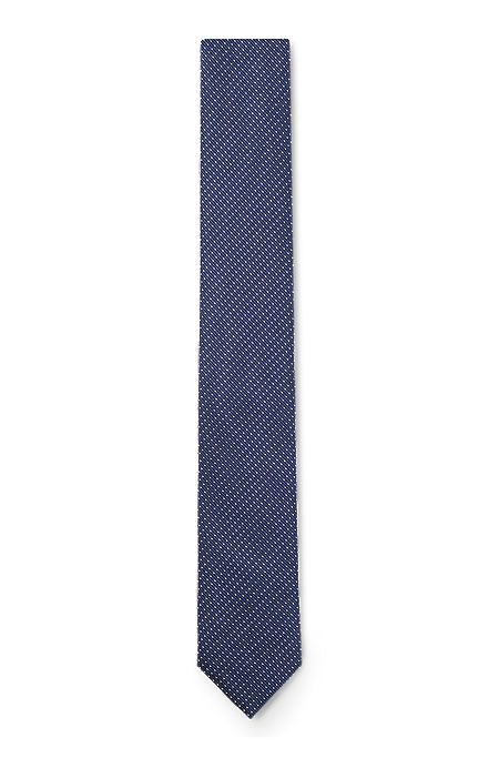 Corbata de mezcla de seda con motivo en jacquard, Azul oscuro