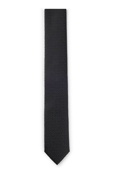 Jacquard tie with 6cm blade, Black