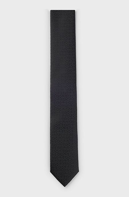Jacquard tie with 6cm blade, Black