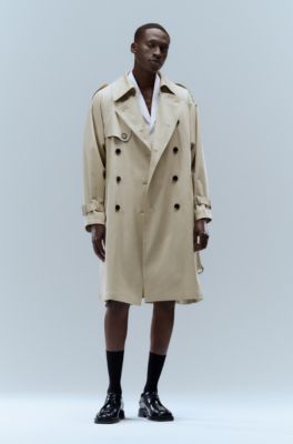 BOSS - ダブルブレスト トレンチコート イタリアンストレッチコットン