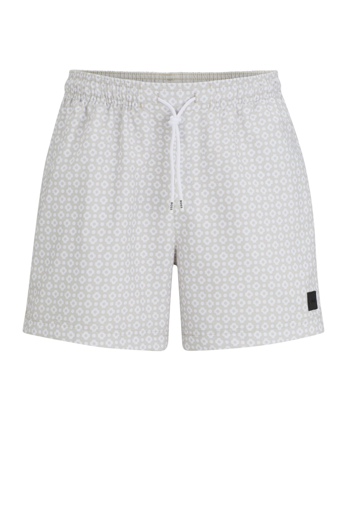 Micro-print quick-drying swim shorts with logo detail, White