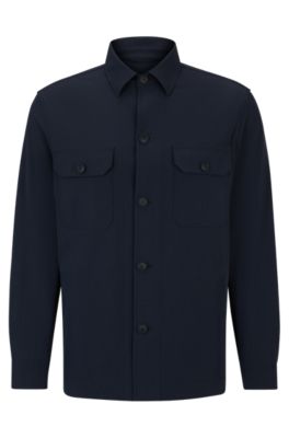 BOSS - Relaxed-fit button-up overshirt in stretch material