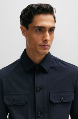 BOSS Relaxedfit buttonup overshirt in stretch material