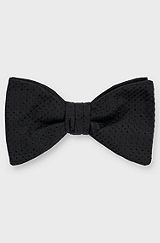 Dot-patterned bow tie in silk jacquard, Black