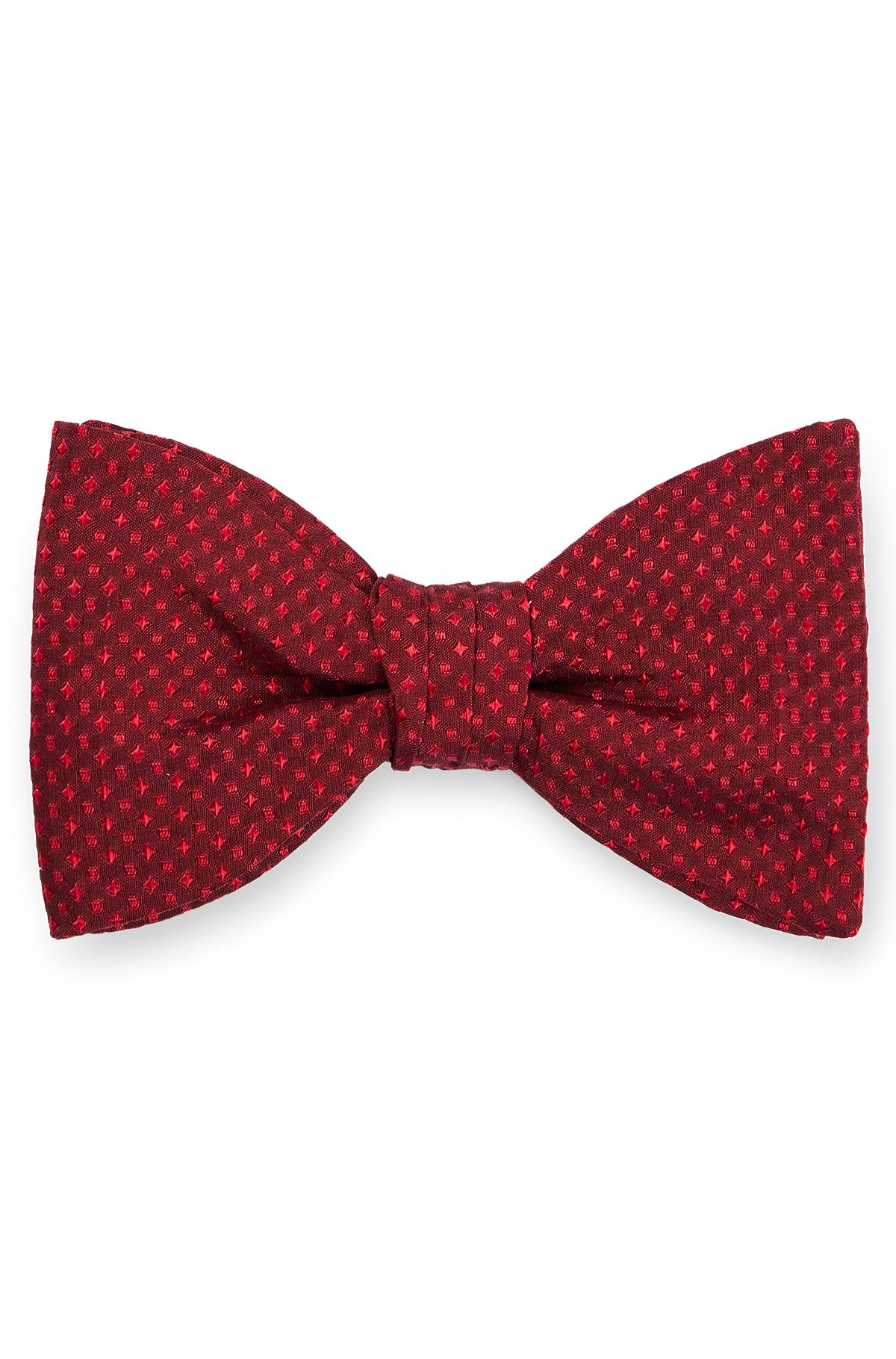 Dot-patterned bow tie in silk jacquard, Dark Red