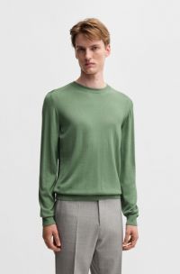 Regular-fit sweater in wool, silk and cashmere, Green