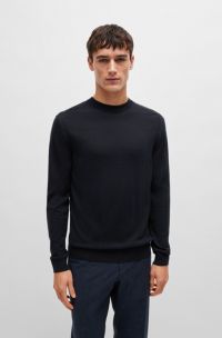 Maglione regular fit in lana, seta e cashmere, Blu scuro