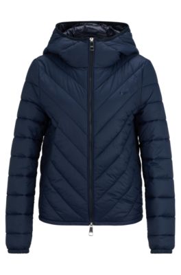 BOSS - Water-repellent quilted jacket with logo-trimmed hood