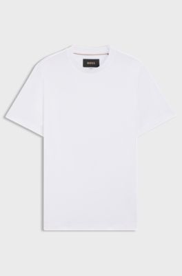 T-Shirt aus merzerisierter Supima-Baumwolle mit Rundhalsausschnitt, Wei&szlig;