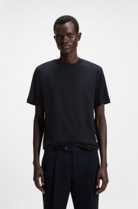 Regular-fit T-shirt in mercerised cotton, Dark Blue
