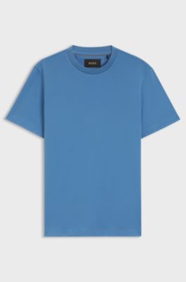 Crew-neck T-shirt in mercerised Supima cotton, Blue