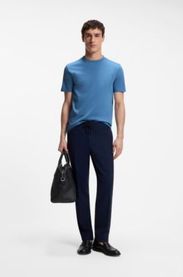 Regular-fit T-shirt in mercerised cotton, Blue