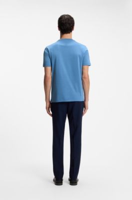 Regular-fit T-shirt in mercerised cotton, Blue