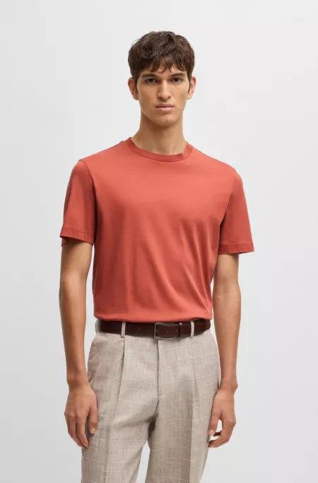 Regular-fit T-shirt in mercerised cotton