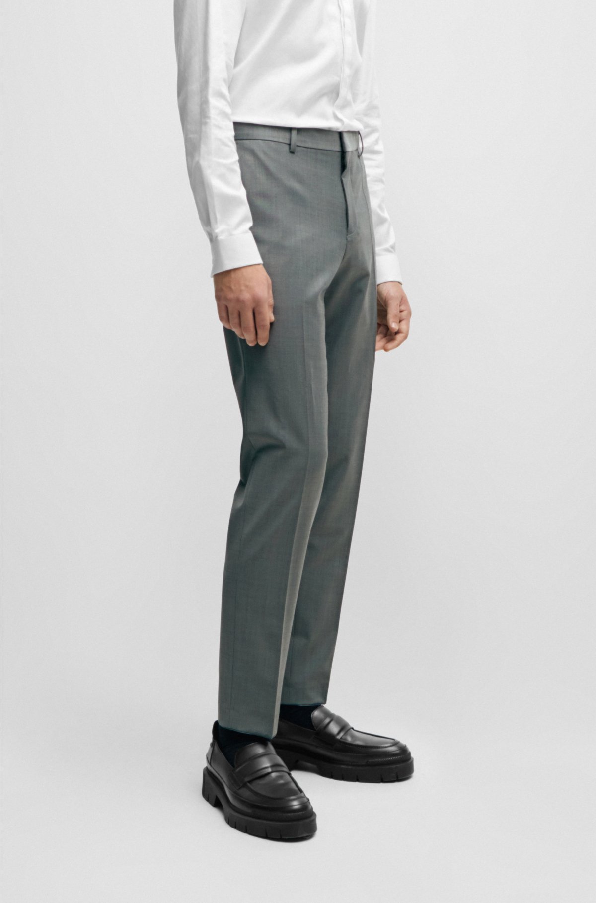 Slim-fit suit in mohair-look stretch cloth, Grey