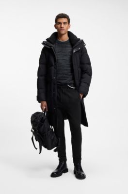 Cotton-terry tracksuit bottoms with logo patch, Black
