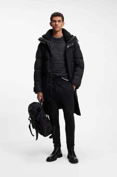 Cotton-terry tracksuit bottoms with logo patch