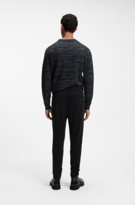 Cotton-terry tracksuit bottoms with logo patch, Black
