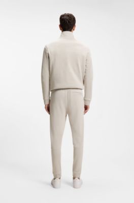 Pantaloni della tuta in terry di cotone con toppa con logo, Grigio chiaro
