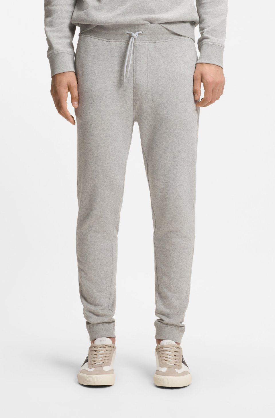 Cotton-terry tracksuit bottoms with logo patch