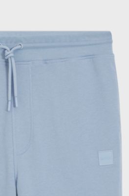 Pantaloni della tuta in terry di cotone con toppa con logo, Celeste