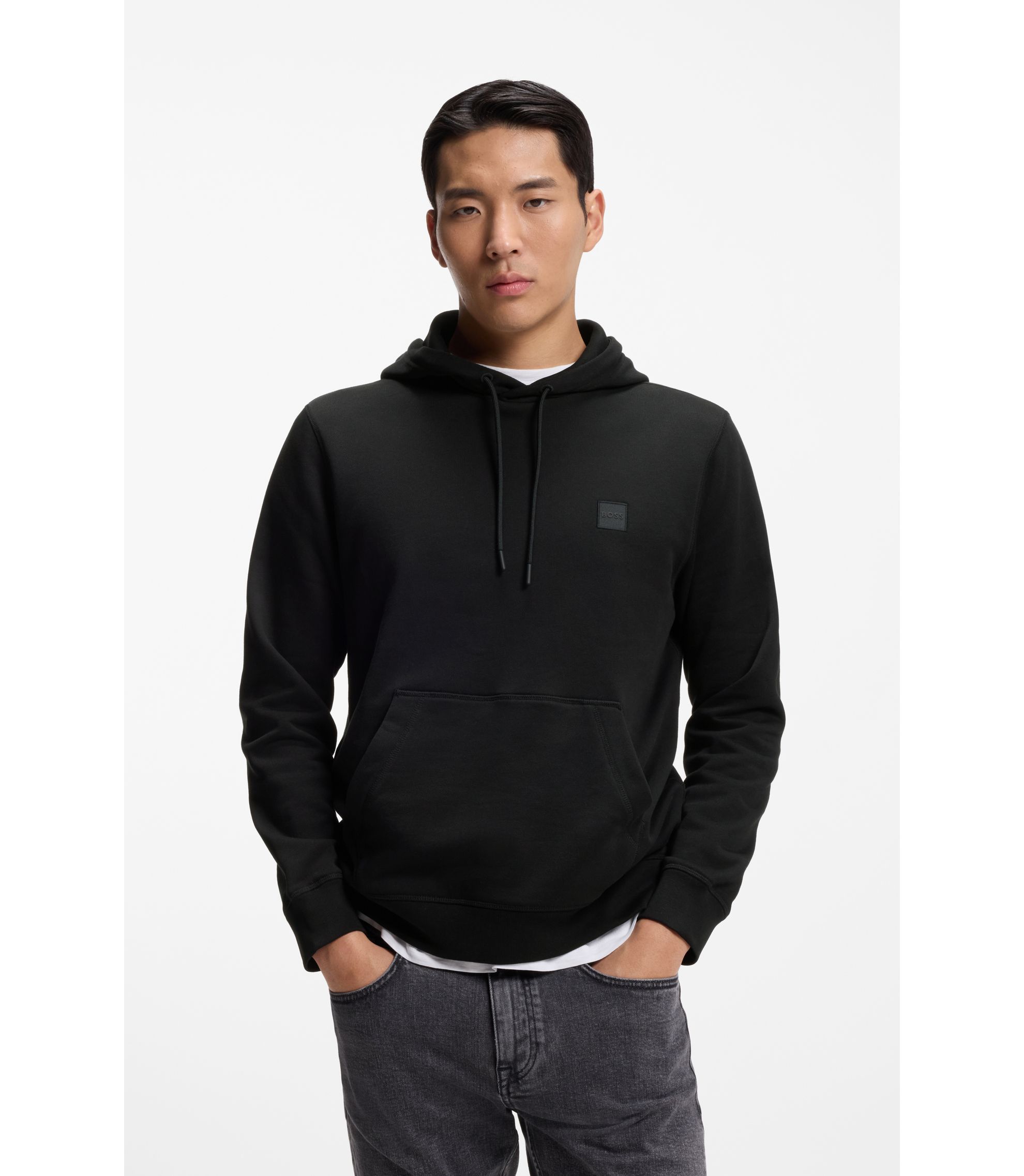 Hoodie aus Baumwoll-Terry mit Logo-Aufnäher