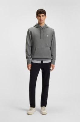 Sudadera con capucha en felpa de algod&oacute;n con aplique de logo, Gris