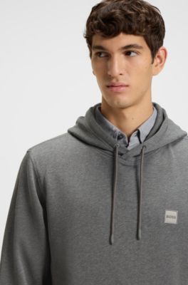 Hoodie van katoenen sweatstof met logopatch, Grijs