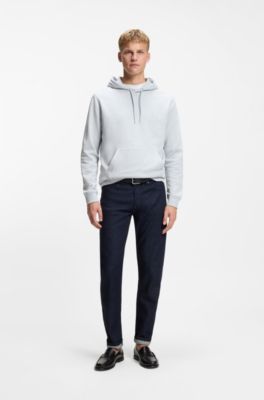 Cotton-terry hoodie with logo patch, Light Grey
