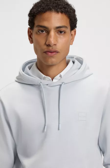 Cotton-terry hoodie with logo patch