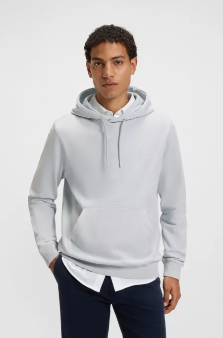 Cotton-terry hoodie with logo patch