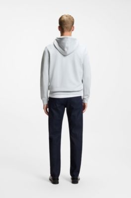 Cotton-terry hoodie with logo patch, Light Grey